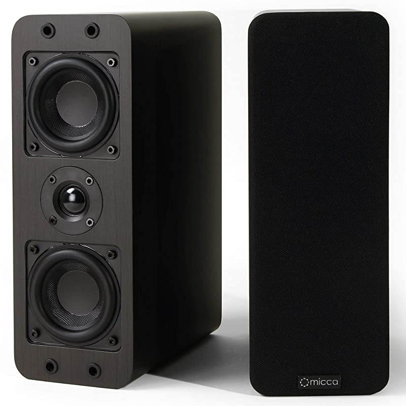 OoO Bookshelf Speakers with 3Inch Woofers and Silk Tweeter Dark Walnut Pair