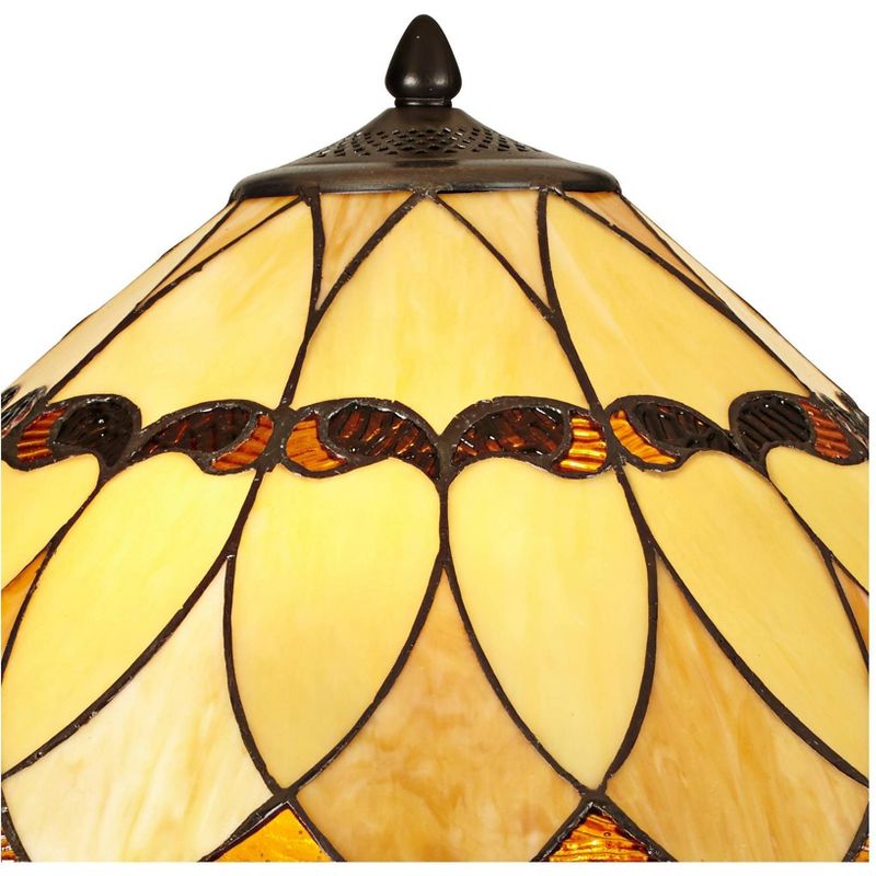 Robert Louis Tiffany Traditional Table Lamp Dark Bronze Sculptural Stained Art Glass Shade for Living Room Bedroom Bedside Family