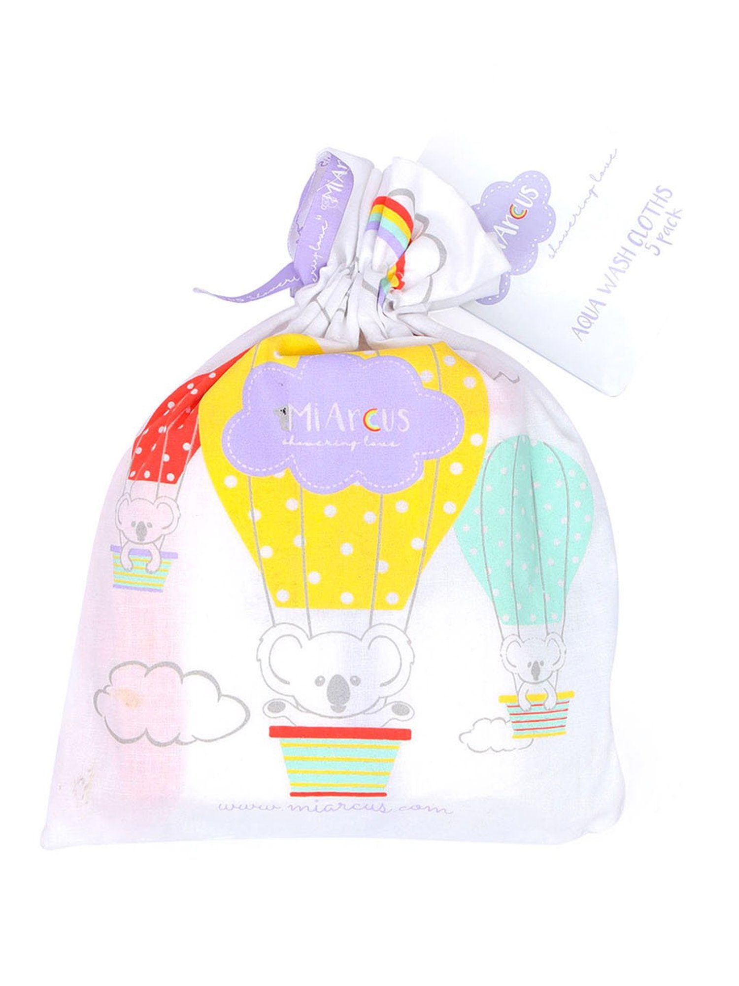 MiArcus Arcus Multicolor Cotton 280 GSM Wash Cloth - Set of 5 (0-36 Month)