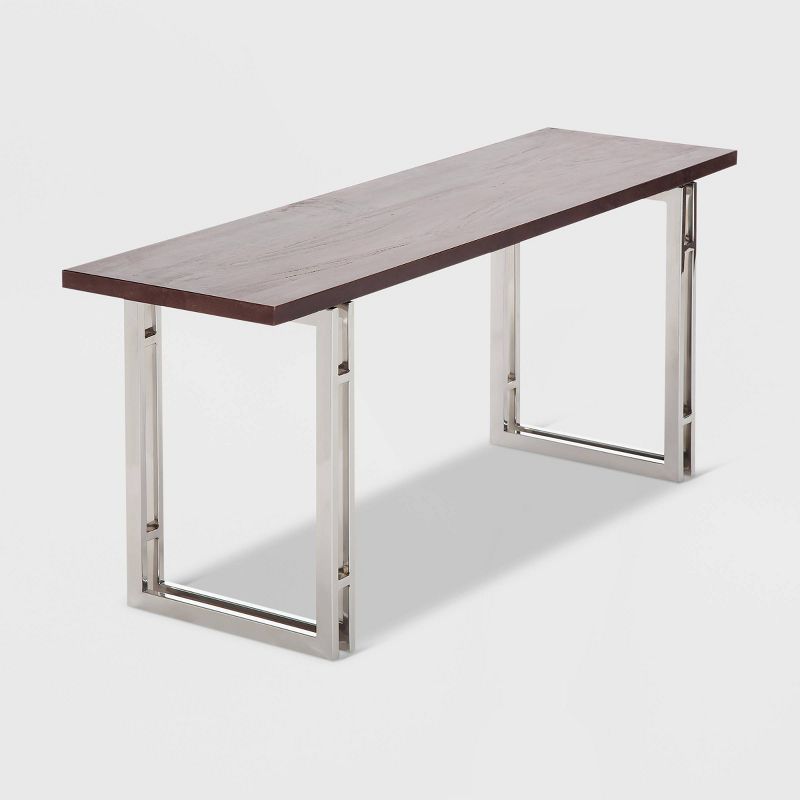 Highline Stainless Steel Metal Bench Dark Walnut Brown - Finch