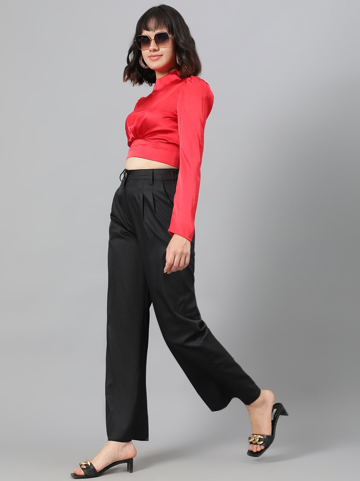 Kotty Red Regular Fit Crop Top