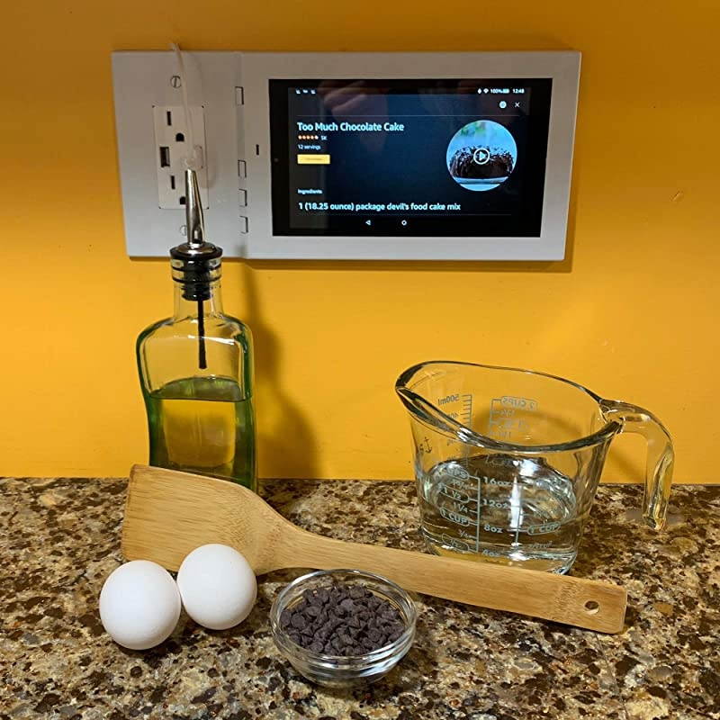 Fire 7quot Wall Mount Kit V2 by  in White Attach to Outlet or Switch Easy Installation DamageFree Kiosk Show Display Smart Home Interface Security Camera Viewer Alexa On Wall