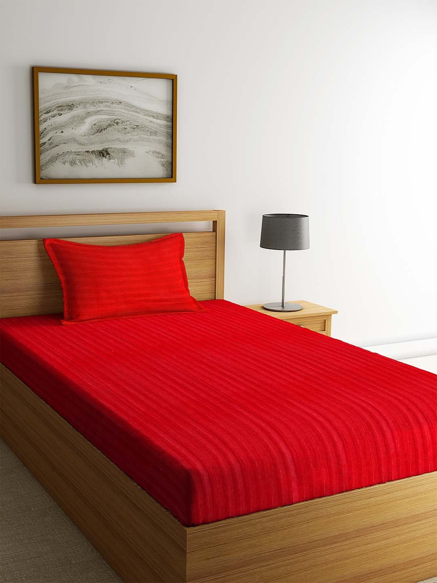 HOSTA HOMES Red Cotton 180 TC Bed Sheet Set