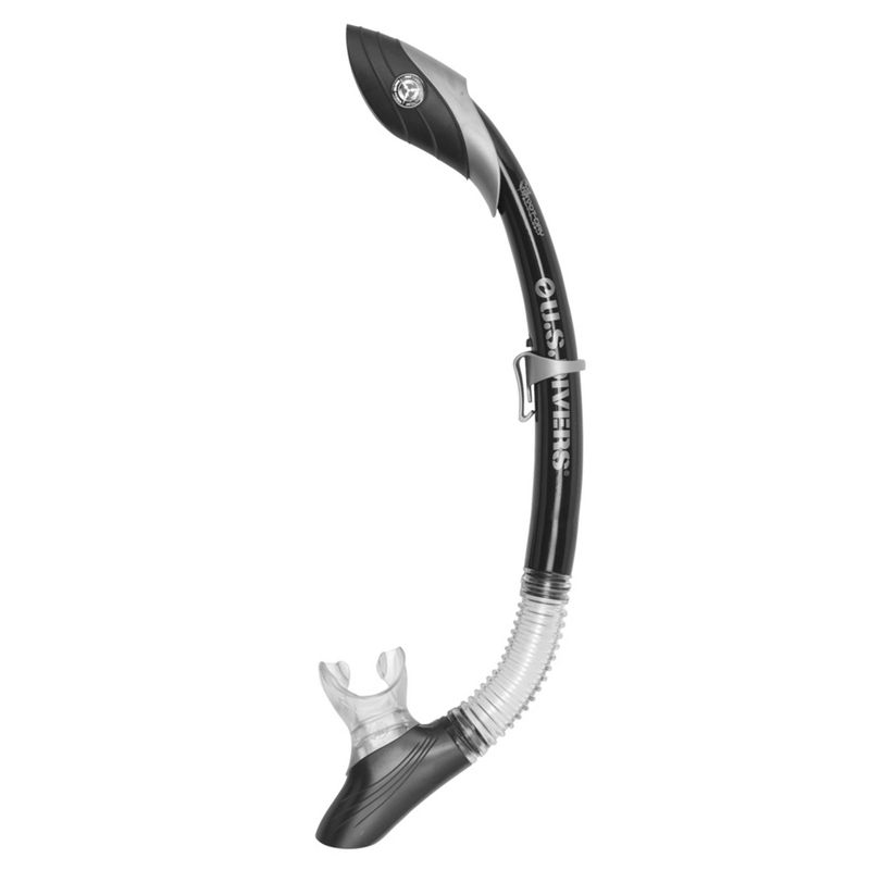 U.S. Divers Adult Cozumel TX Island Dry Snorkeling Combo Set with Adjustable Mask, Snorkel, and Small/Medium Fins (Men's 4-8.5/Women's 5-9.5), Black