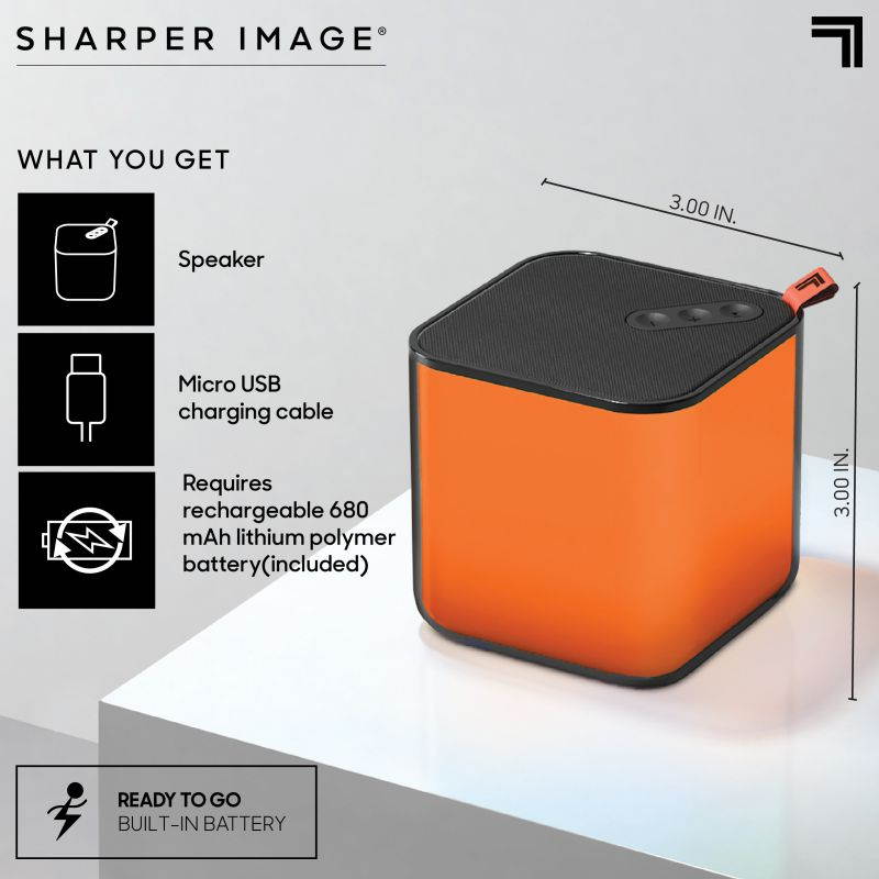 sharper image mini color changing speaker, sync to smartphone or tablet with bluetooth, impressive sound quality, stream 4 hour