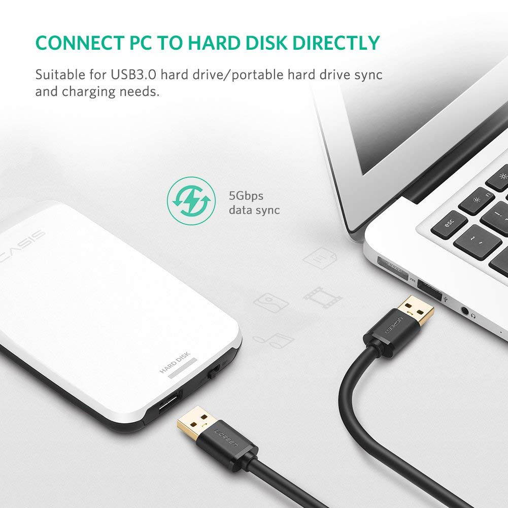 Jansicotek USB 3.0 Cable (USB to USB Cable Male to Male) for External Hard Drives, Modems, Printers, Cameras, Computer, Laptop & More (3.3 Feets, 1m)