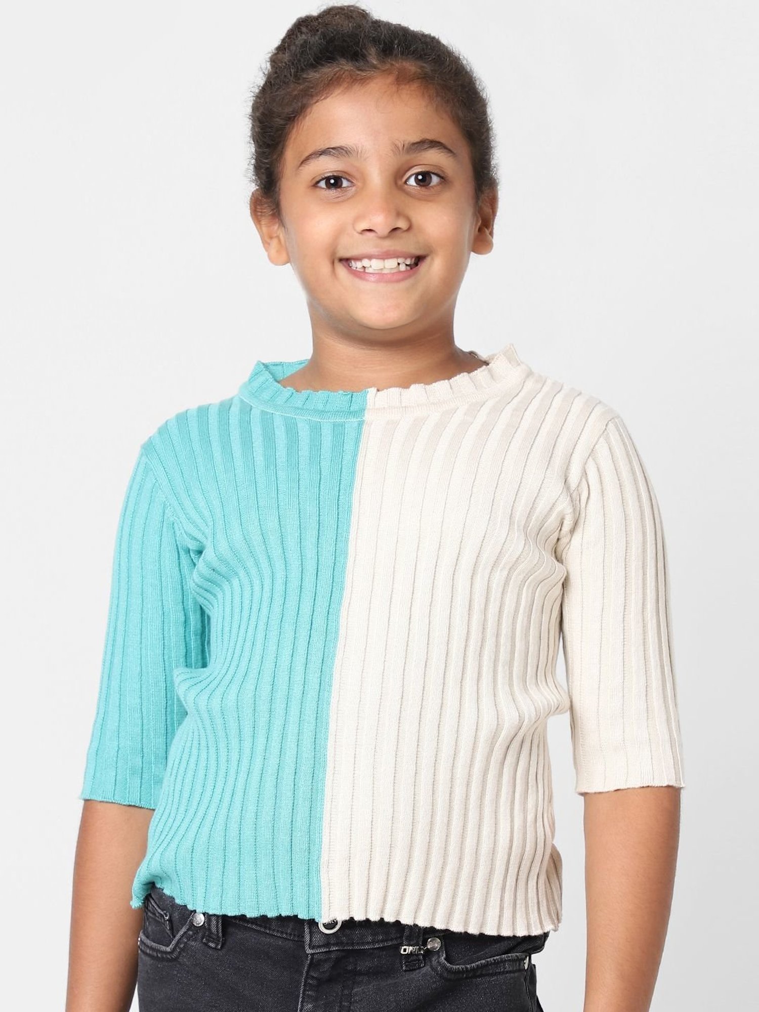 KIDS ONLY Kids White & Blue Color Block Top