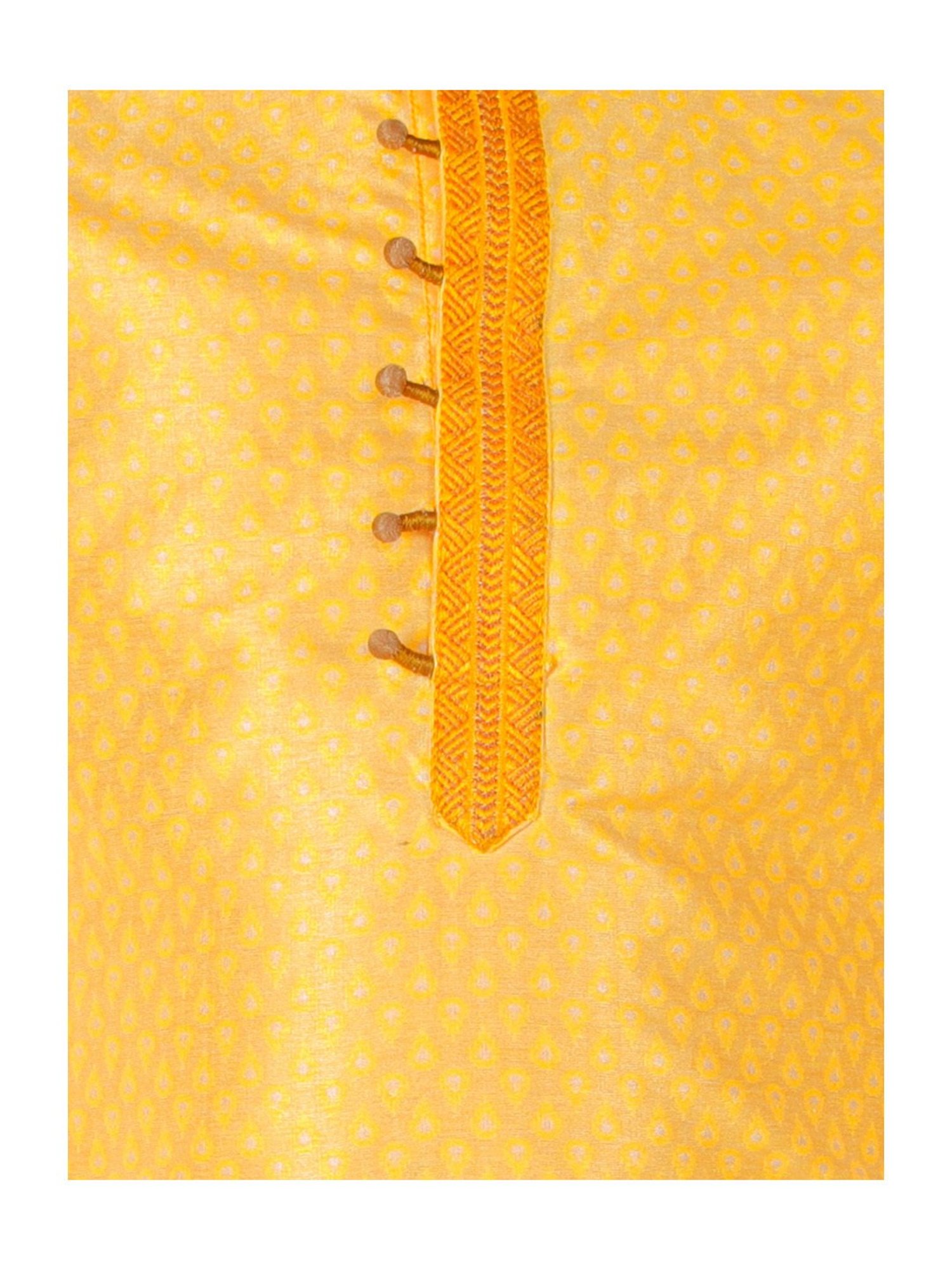 Pro-Ethic Style Developer Kids Yellow & Beige Printed Full Sleeves Kurta with Pyjamas