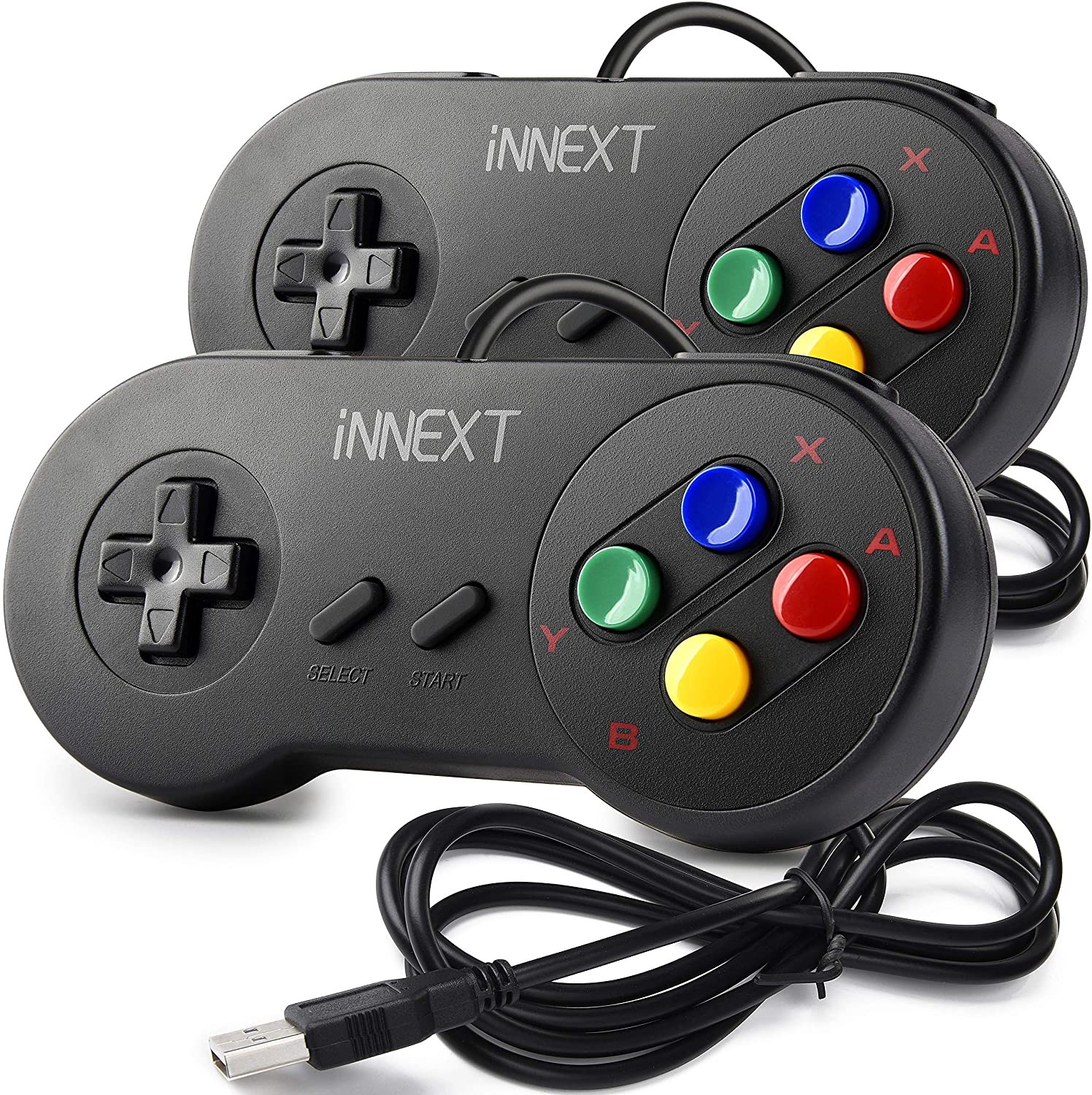 2 Pack SNES Retro USB Controller Gamepad Joystick, USB PC Super Classic Controller Joypad Gamestick for Windows PC MAC Linux Raspberry Pi 3 Sega Genesis Higan