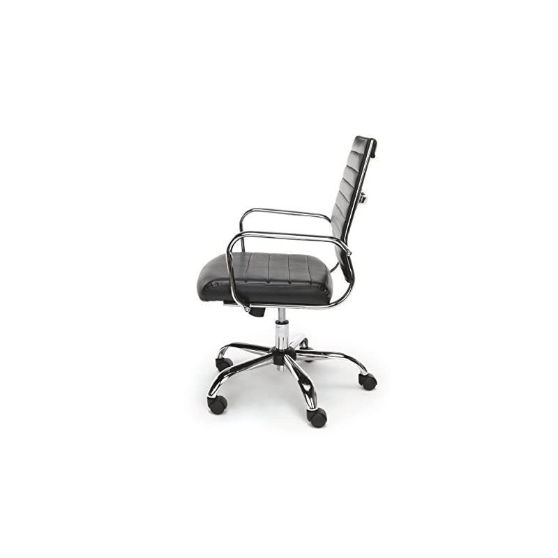 ESS Collection Soft Ribbed Bonded Leather Executive Conference Chair, in Black (ESS-6095-BLK)