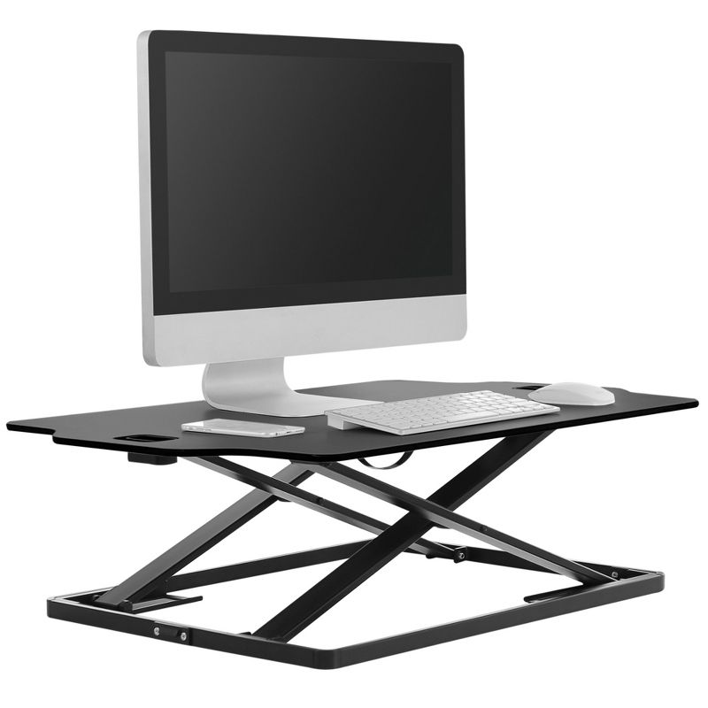 X-Elite Essential Standing Desk Converter with Pneumatic Height Adjustment &ndash; Black &ndash; Stand Steady