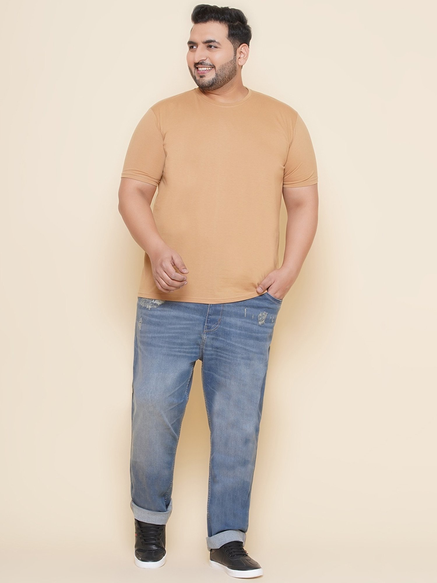 John Pride Blue Regular Fit Distressed Jeans