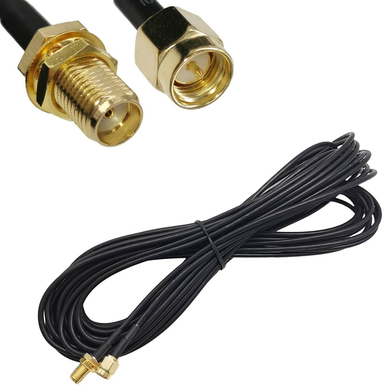 SUNTRADE Black SMA Male to Female WiFi Antenna Connector Extension Cable (33ft)