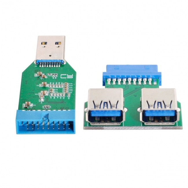 Xiwai USB 3.0 A Type  to Motherboard 20pin Header Female Hub & 20Pin to Dual USB3.0 Female Adapter