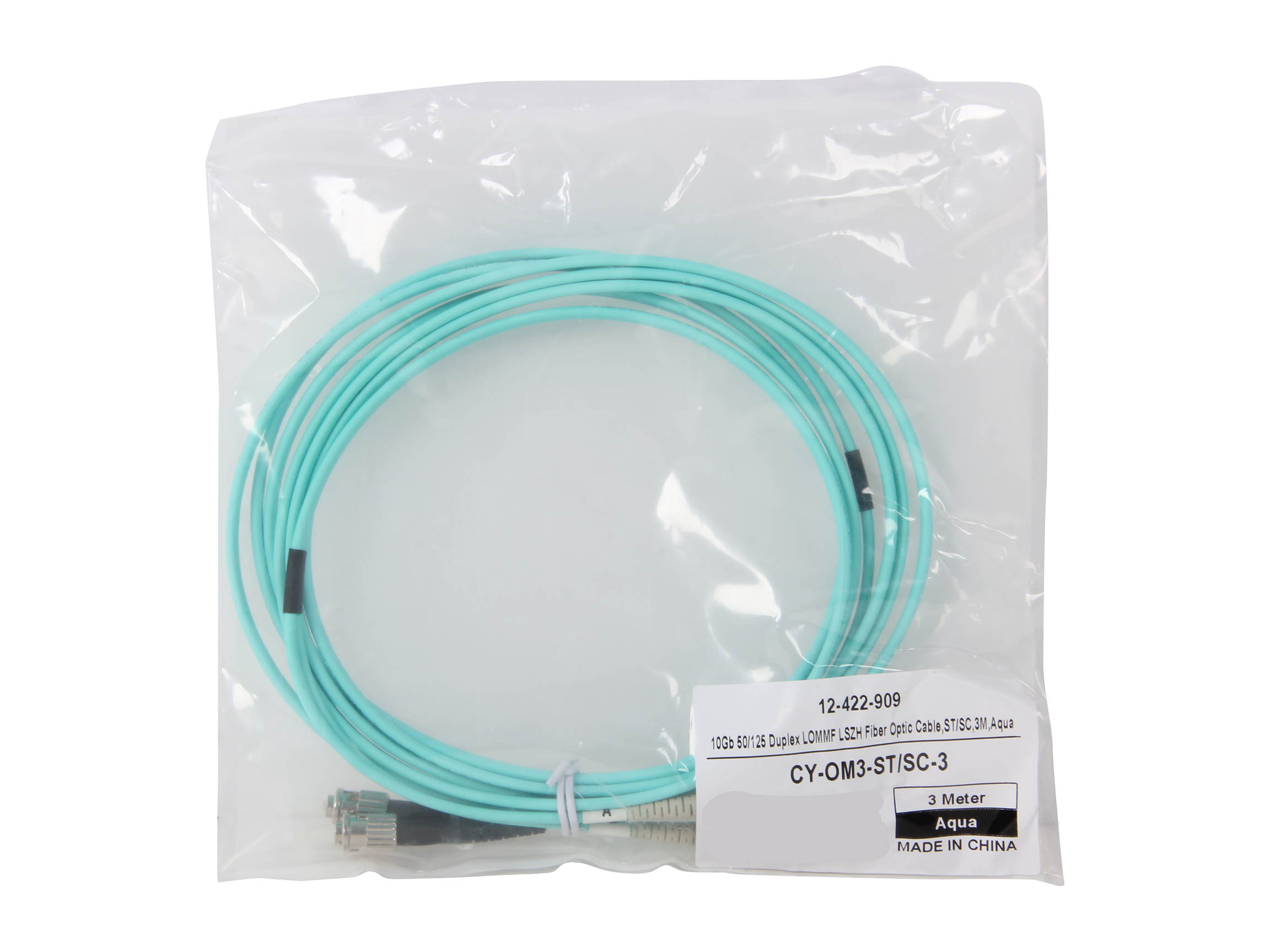 Coboc CY-OM3-ST/SC-3 9.84 ft. 10Gb Fiber Optic Cable, ST/SC, Multi Mode, Duplex (50/125 Type) - Aqua