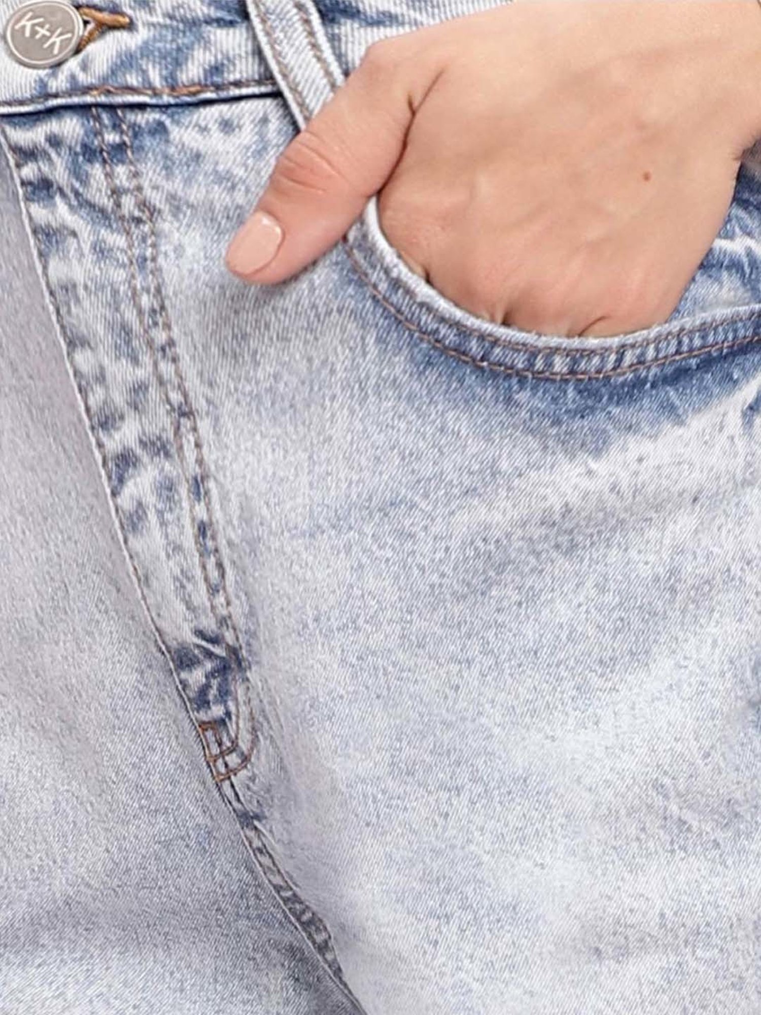 KENDALL + KYLIE Blue Cotton Mid Rise Jeans