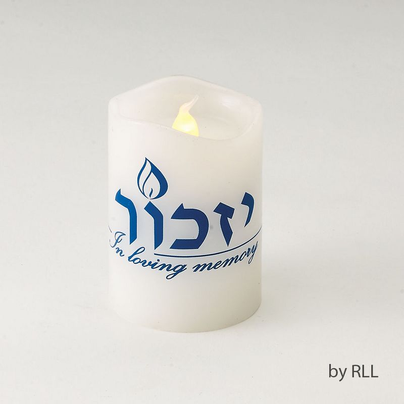 Rite Lite 2.75" Flickering Yizkor LED Flameless Memorial Candle - Clear/Blue
