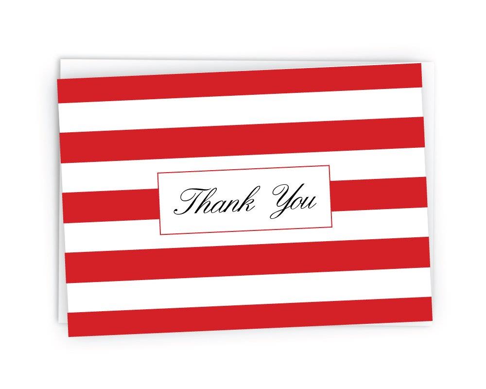 Classic Striped Thank You Cards - 48 Cards & Envelopes