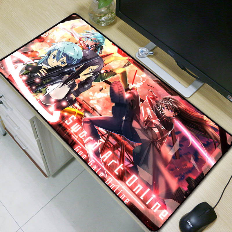 90x40cm Japan Anime Sword Art Online SAO Silon Anti-slip Large Lock Edge Mousepad Computer Mouse Pad Mat for CSGO DOTA