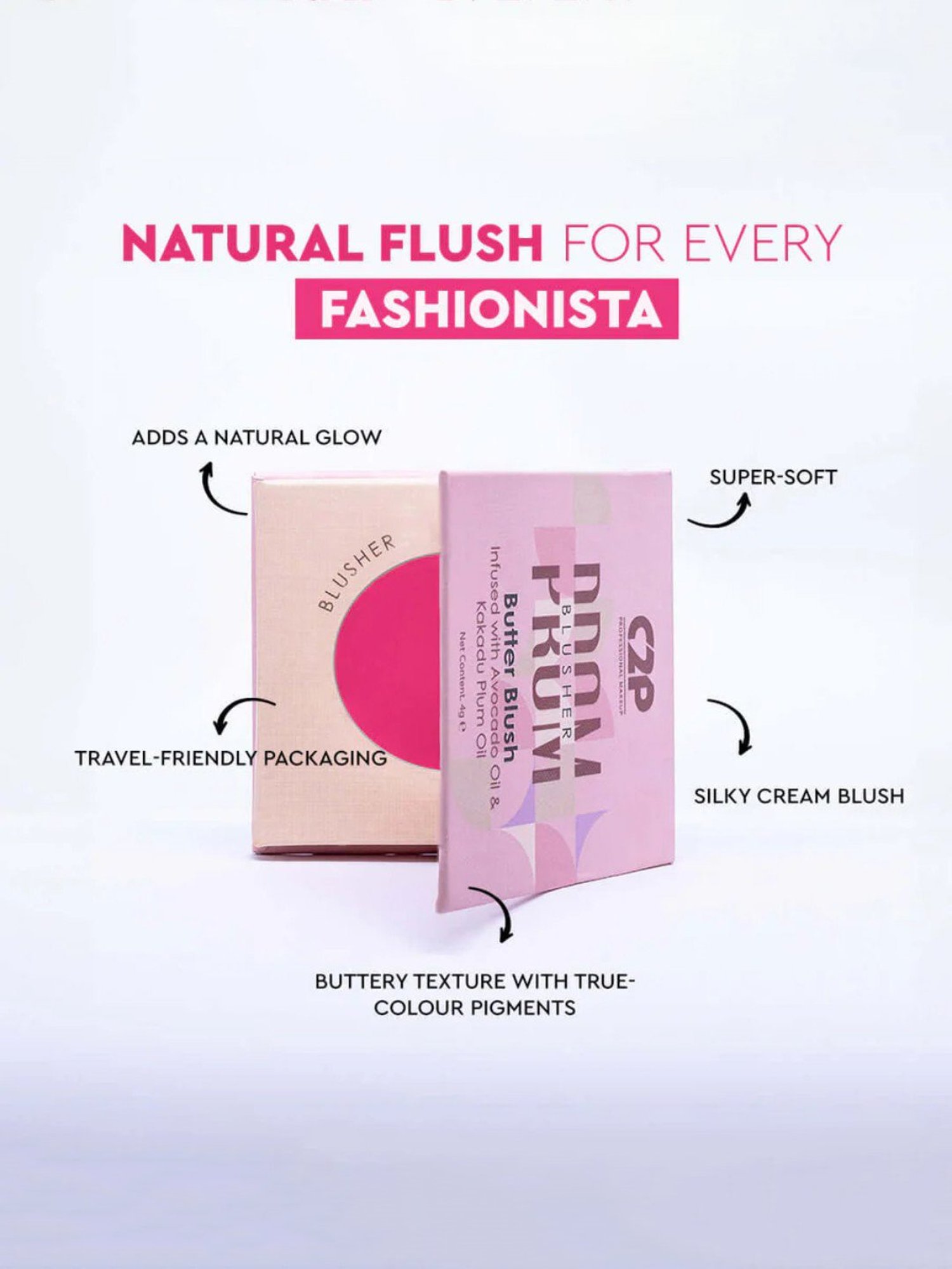 C2P PROFESSIONAL MAKEUP Prom Butter Blush Blusher She's Blushing 02 - 4 gm