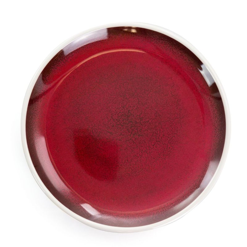 Studio California Cobalt Bay 4 Piece 9 Inch Melamine Round Dessert Plate Set in Red