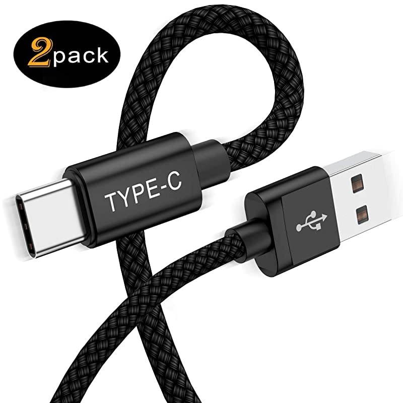 Type C Charger Cable 6.6FT 2-Pack,Nylon Charging Power Cord for New Fire HD 10 9th 2019 HD 8 10th 2020 Generation,Samsung Galaxy A10E S10 S20 20 Plus Ultra,S21 21,LG V60 V50 G8 Thinq,Moto Z3 G7