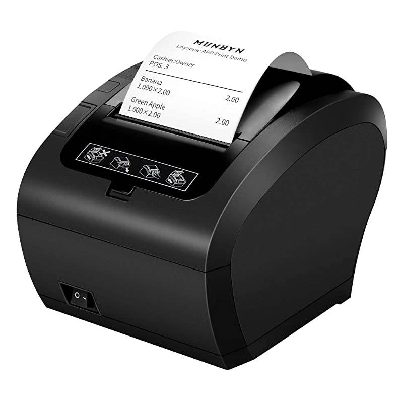 POS Printer, Receipt Printer USB Ethernet 80MM Thermal Printer P047, Impresora termica, Black Supermarket POS Kitchen Printer with Auto Cutter Support Cash Drawer ESC/POS Windows System
