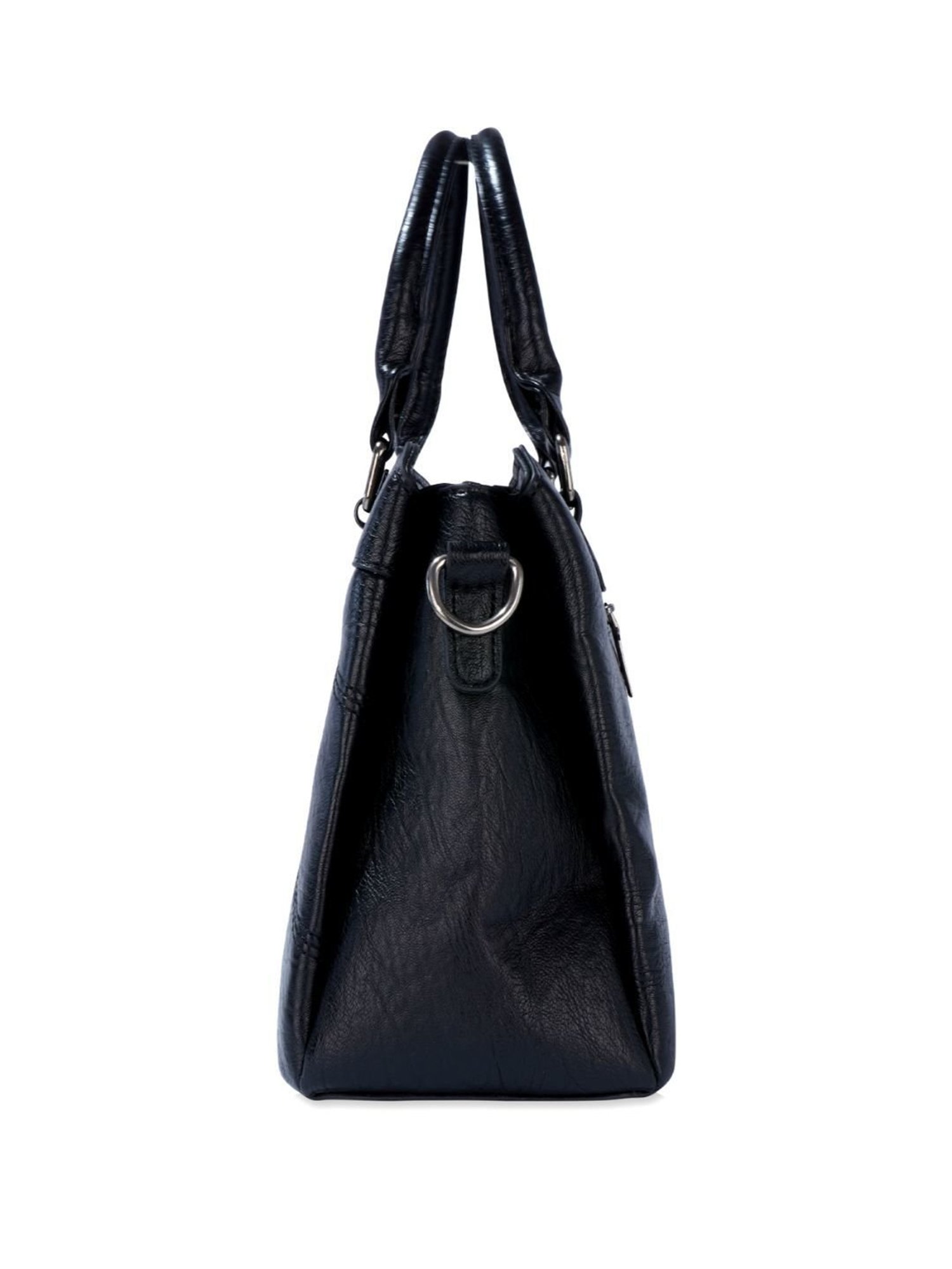 Luvoksi Black Textured Large Satchel Handbag