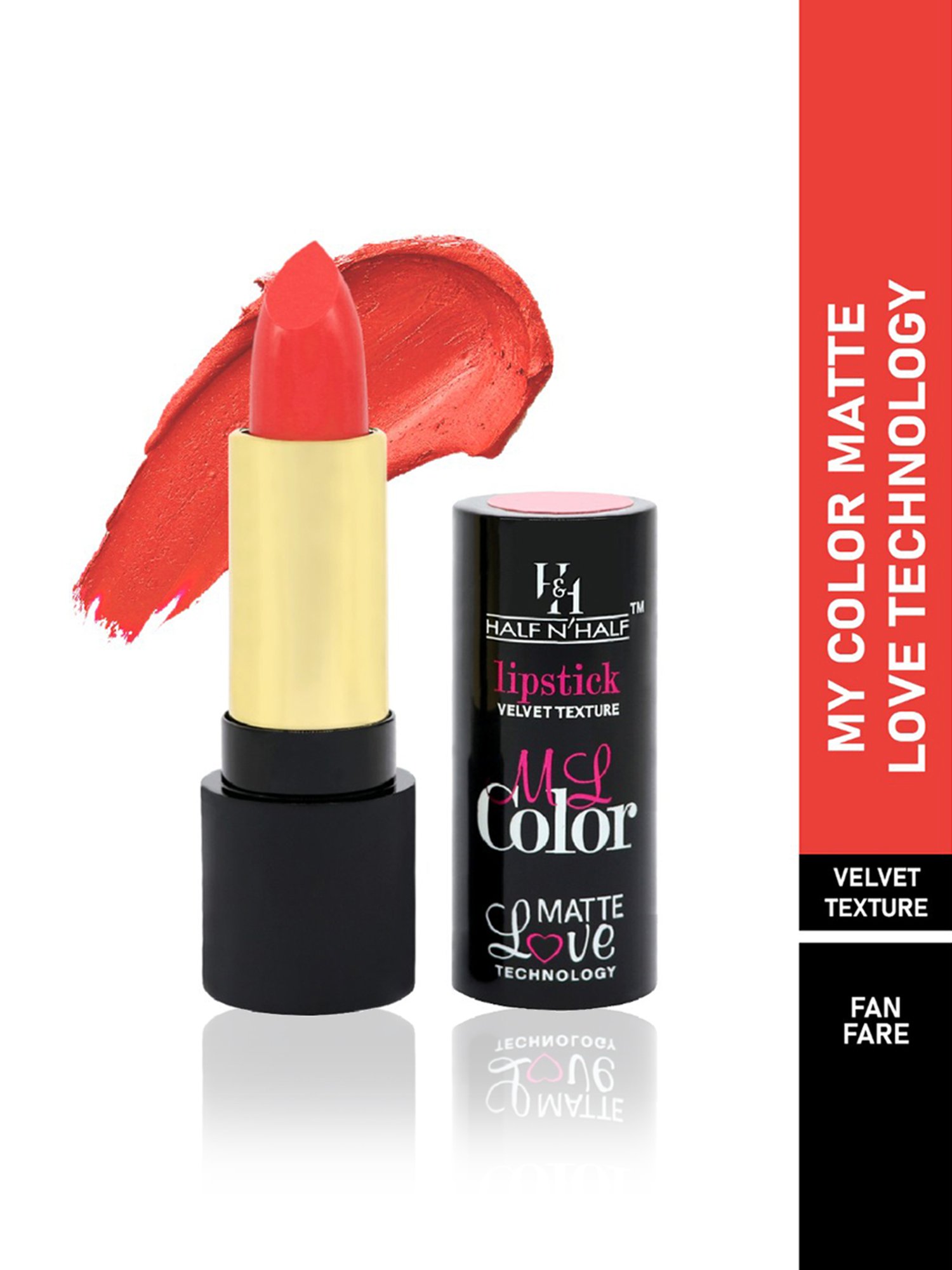 Half N Half My Color Velvet Texture Matte Lipstick Fan Fare - 3.8 gm