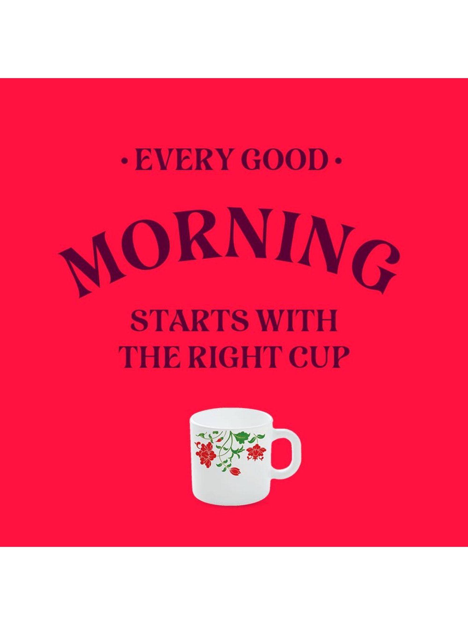 Larah by Borosil Multicolor Ceramic Tea & Coffee Mug - Set fo 6 180ml