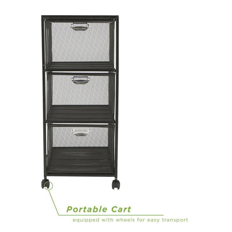 Mind Reader Rolling File Cabinet with Slim Storage for Makeup, Kitchen, Utilities, Office Supplies, and Tools