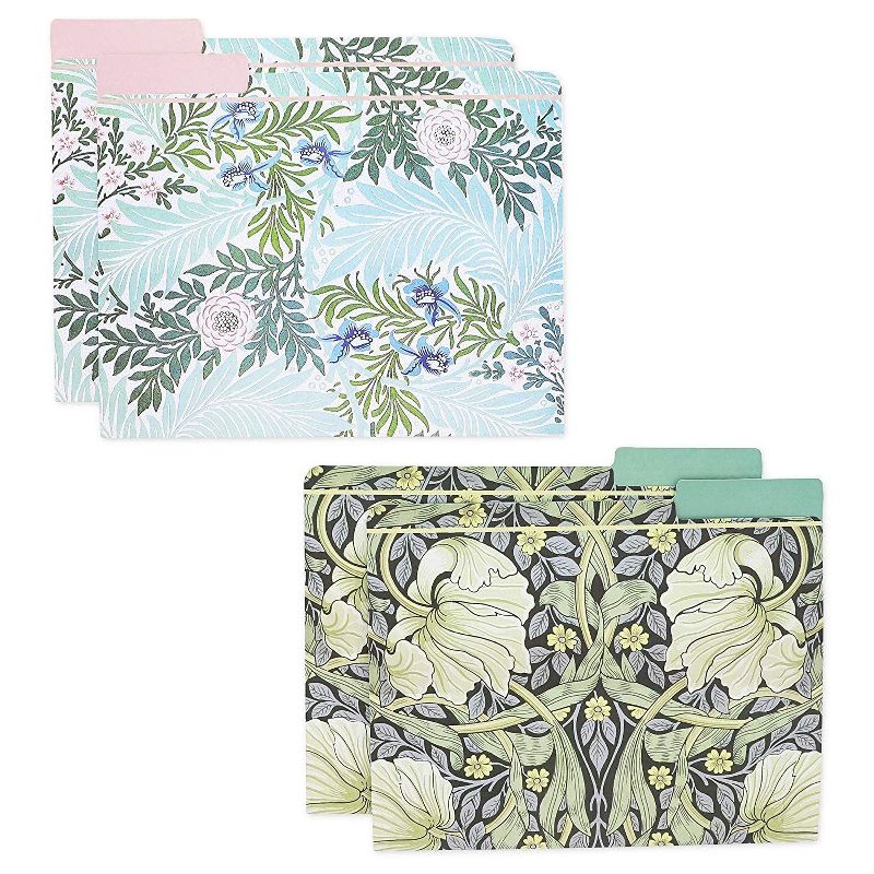 12pcs Paper Cardstock Decorative File Folders Letter Size, Artistic Design Inspired by William Morris Painting, Manilla Folders, File Receipt Document
