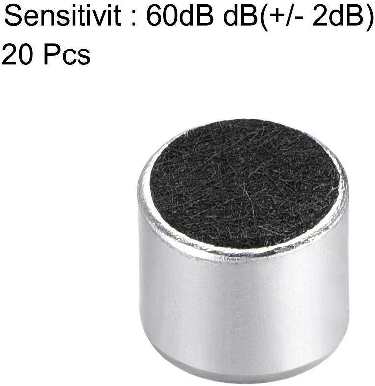 uxcell 6050 60dB Electret Microphone Pickup 6mm x 5mm Cylindrical Condenser MIC with Solder Joint for PCB 20 Pcs