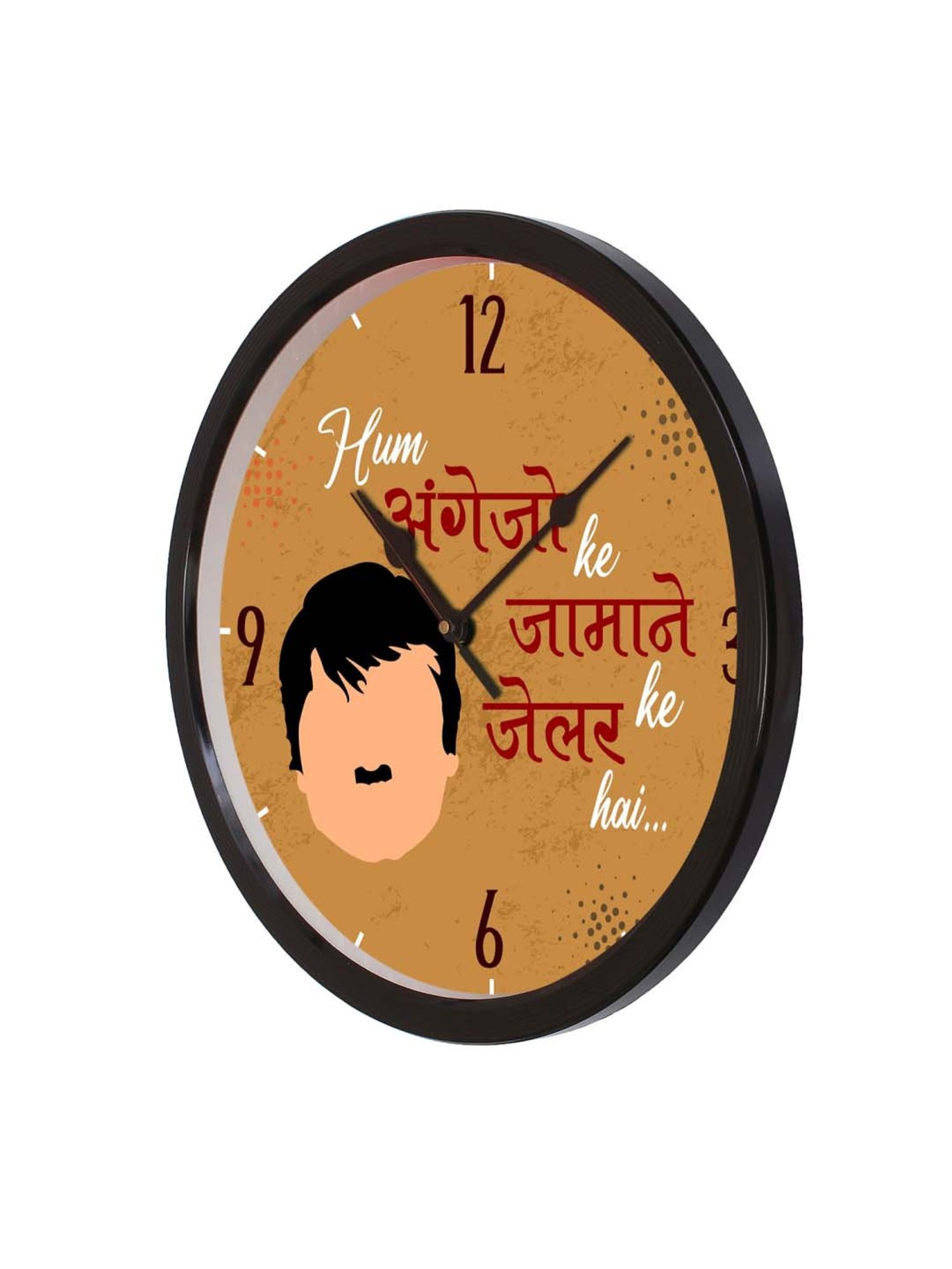 eCraftIndia 'Hum Angrezo K Jamane K Jelar Hai' Designer Round Analog Black Wall Clock
