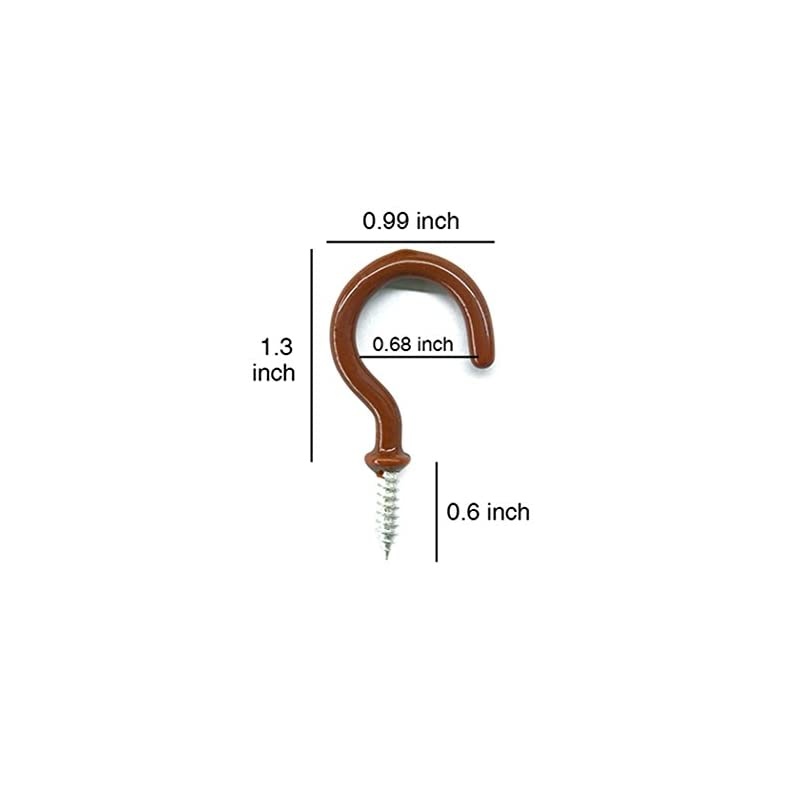 60Pcs Vinyl Coated Screw-in Ceiling Hooks Cup Hooks Light Hooks