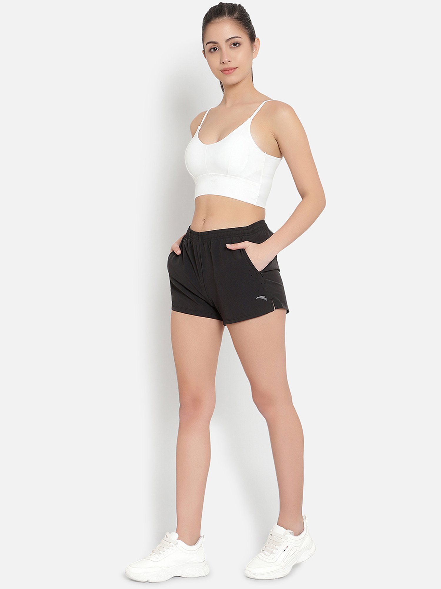 Anta Black Mid Rise Shorts