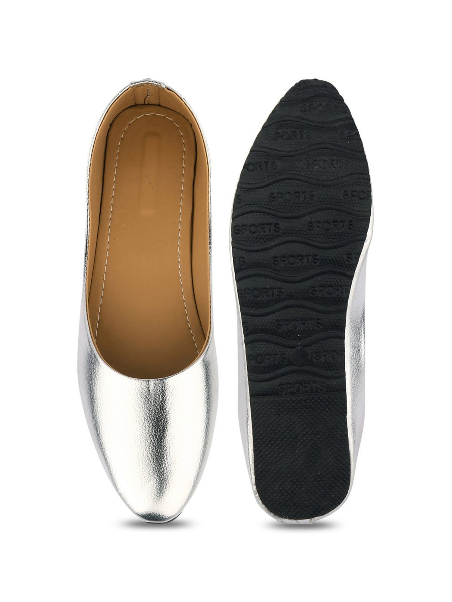 Desi Colour Women's Silver Flat Ballets