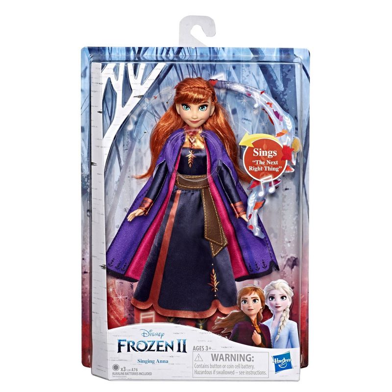 Disney Frozen 2 Singing Anna Fashion Doll with Music Wearing a Purple Dress