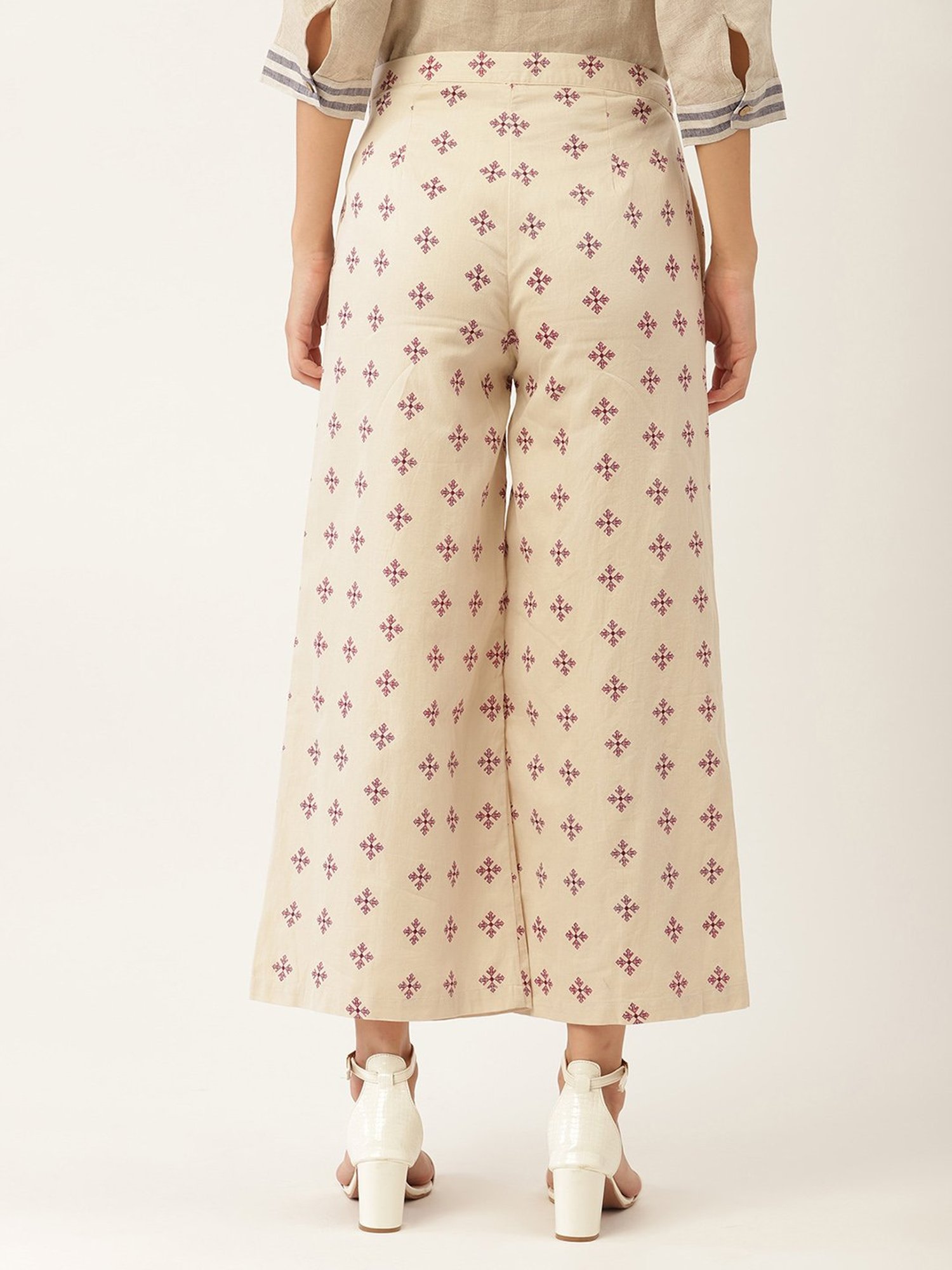 Rooted Beige Straight Fit Flat Front Trousers