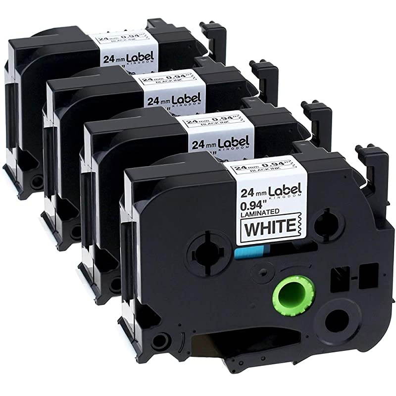 Compatible Tape Replacement for Brother PTouch TZ251 TZe251 1 Inch 24mm Tape Black on White Laminated TZe251 TZe TZ Tape for PTD600 PTD600VP PTP710BT PTP750W 4Pack