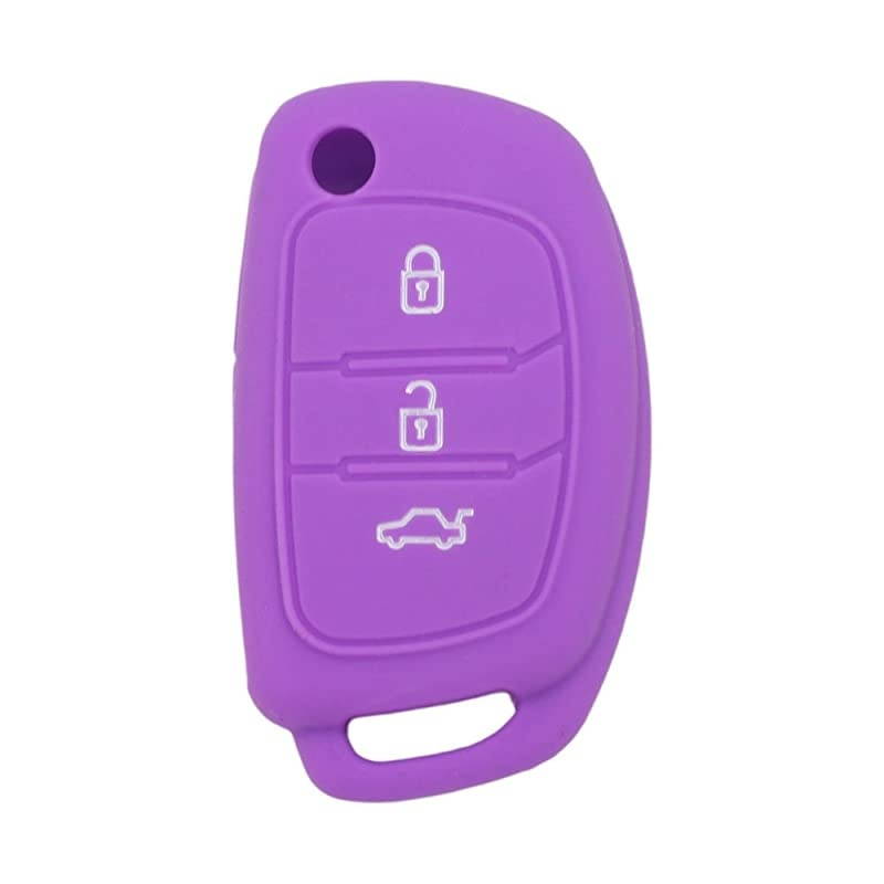 Silicone Cover Protector Case Skin Jacket Compatible with HYUNDAI 3 Button Flip Remote Key Fob CV9102 Purple