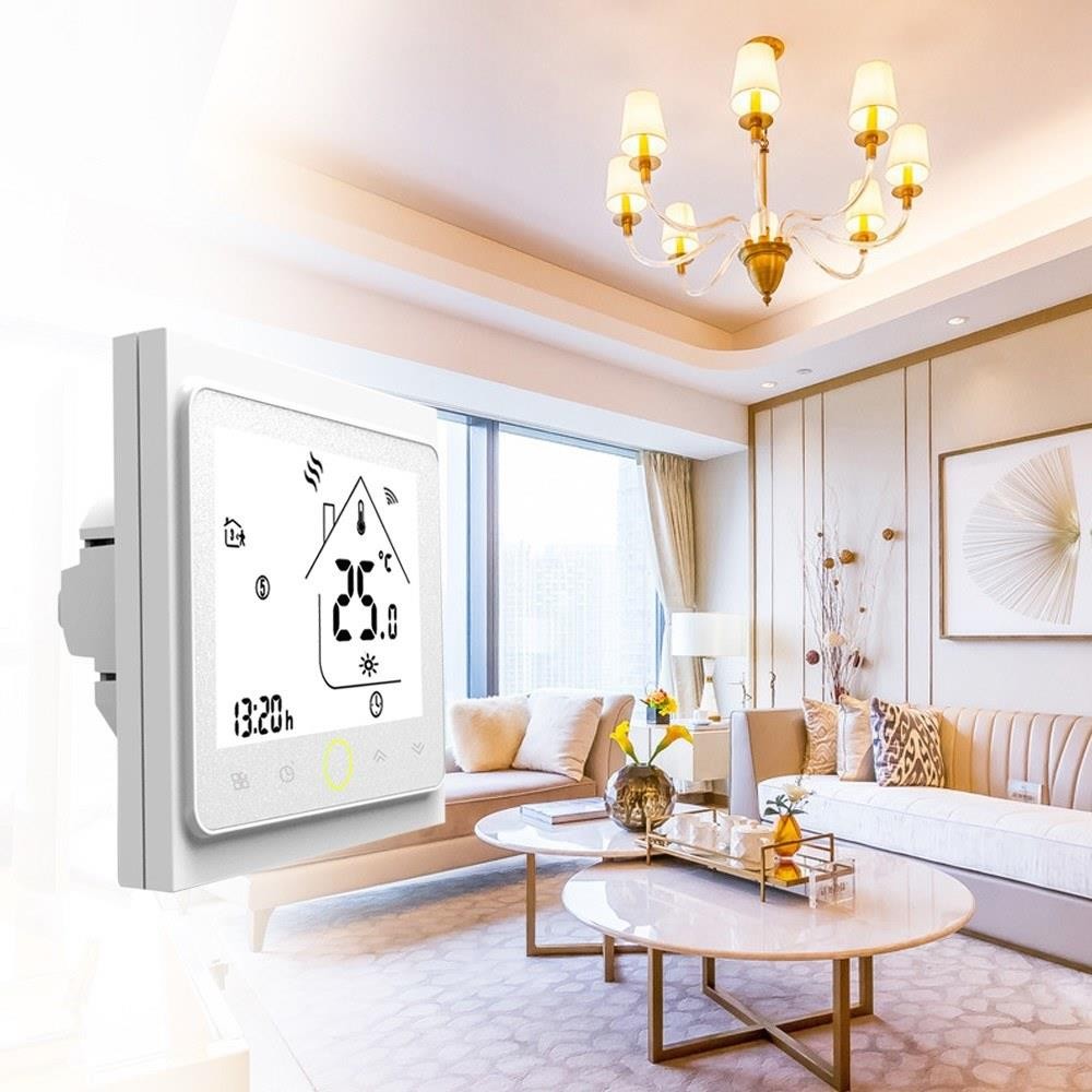 WiFi Thermostat with Touchscreen LCD Display Weekly Programmable Energy Saving Smart Temperature Controller for Water/Gas Boiler 3A