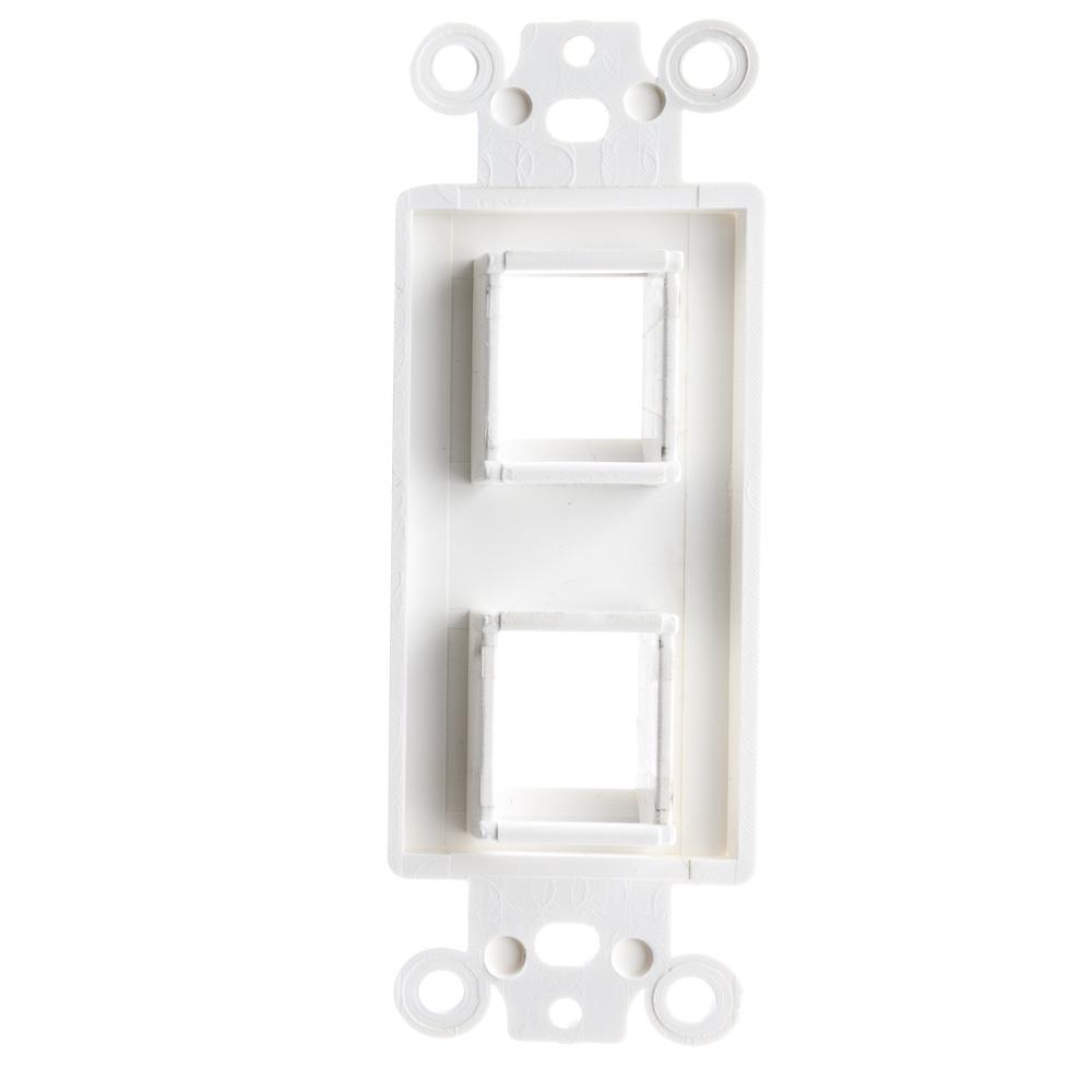 Offex Decora Wall Plate Insert, 2 Hole for Keystone Jack - White