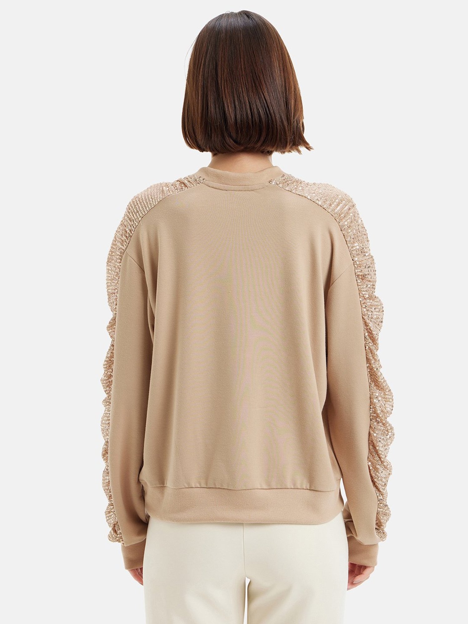 Kazo Beige Embellished Sweatshirt
