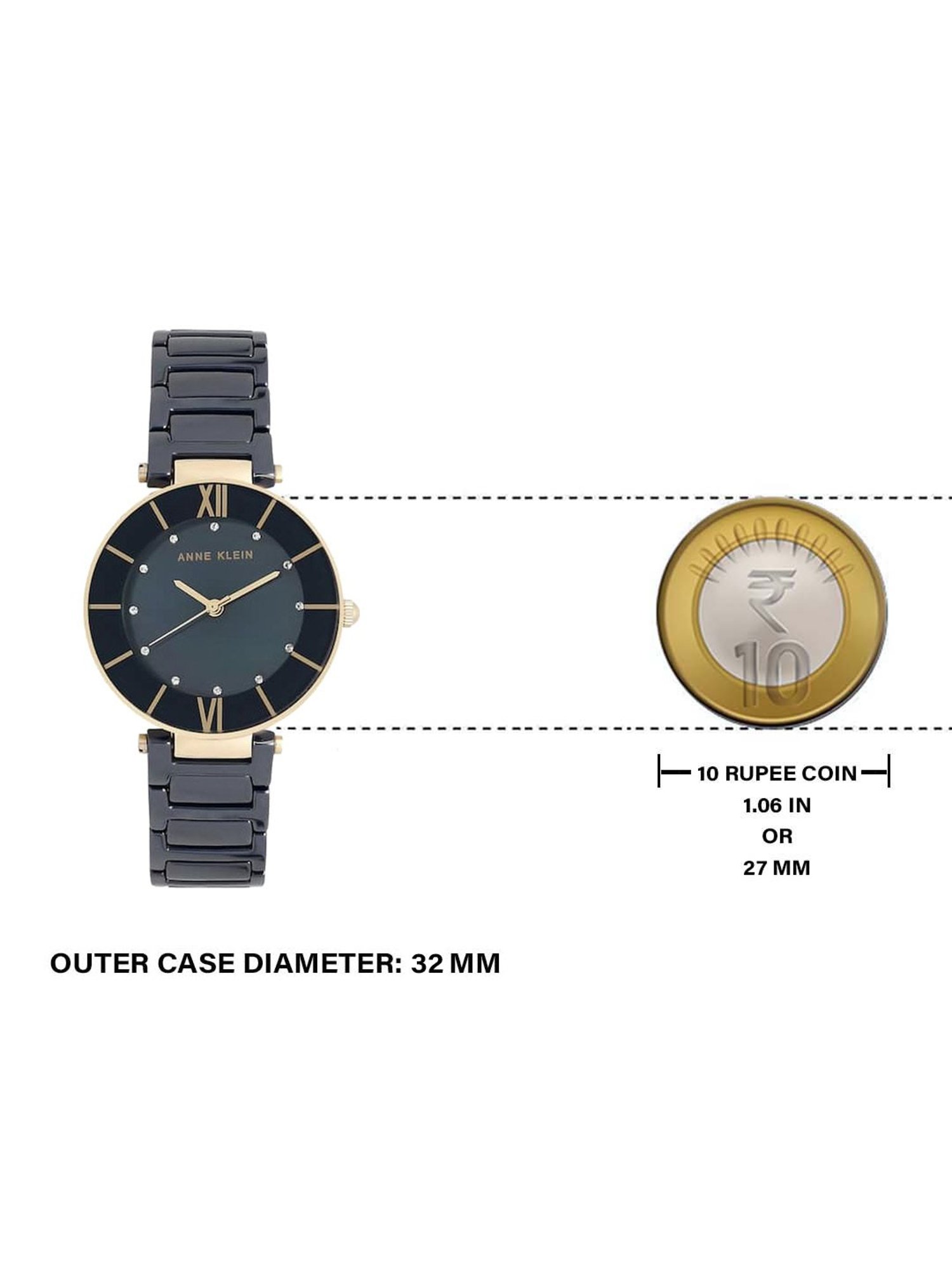 Anne Klein NEAK3266NVRG Ceramics Analog Watch for Women