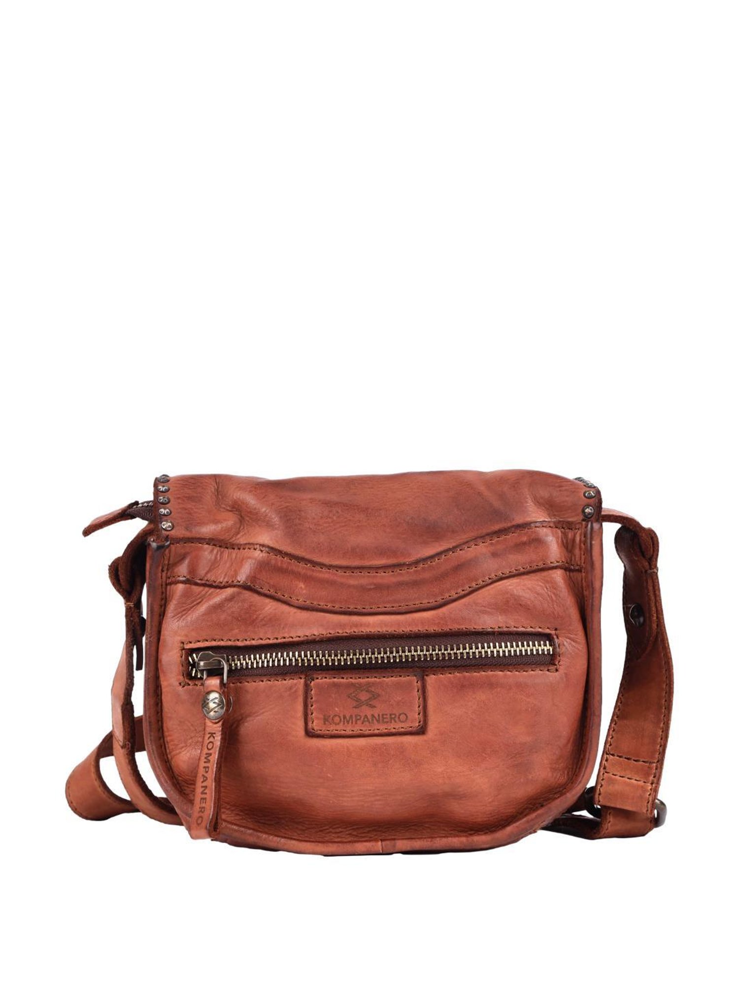 KOMPANERO Alaska Cognac Embellished Medium Sling Handbag