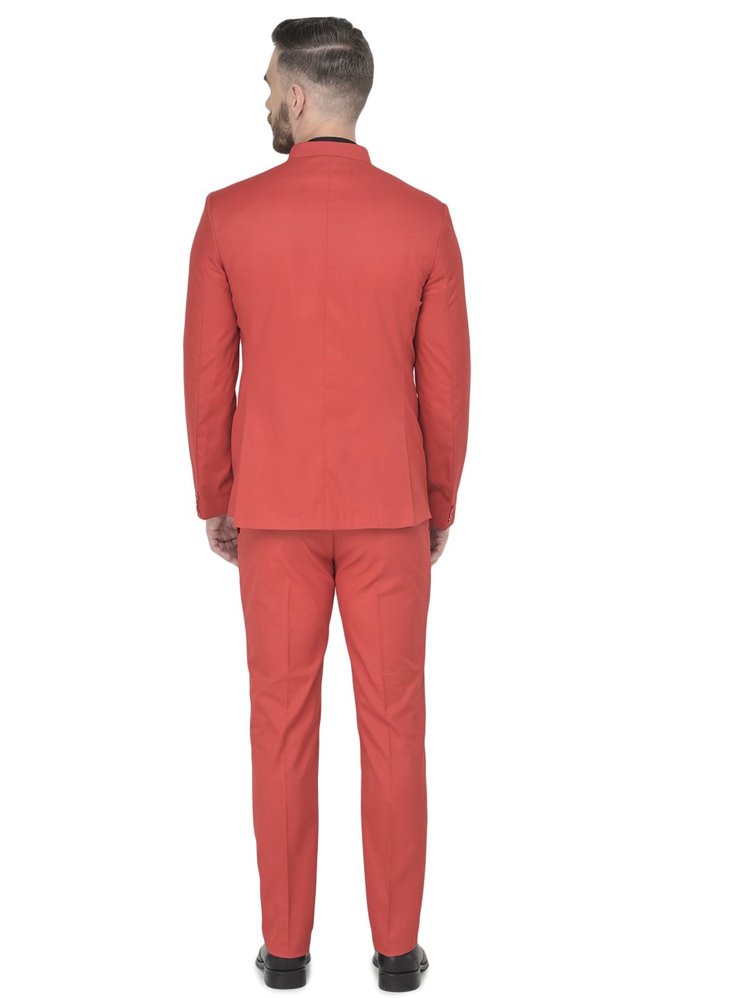 SG RAJASAHAB Red Regular Fit Two Piece Suit