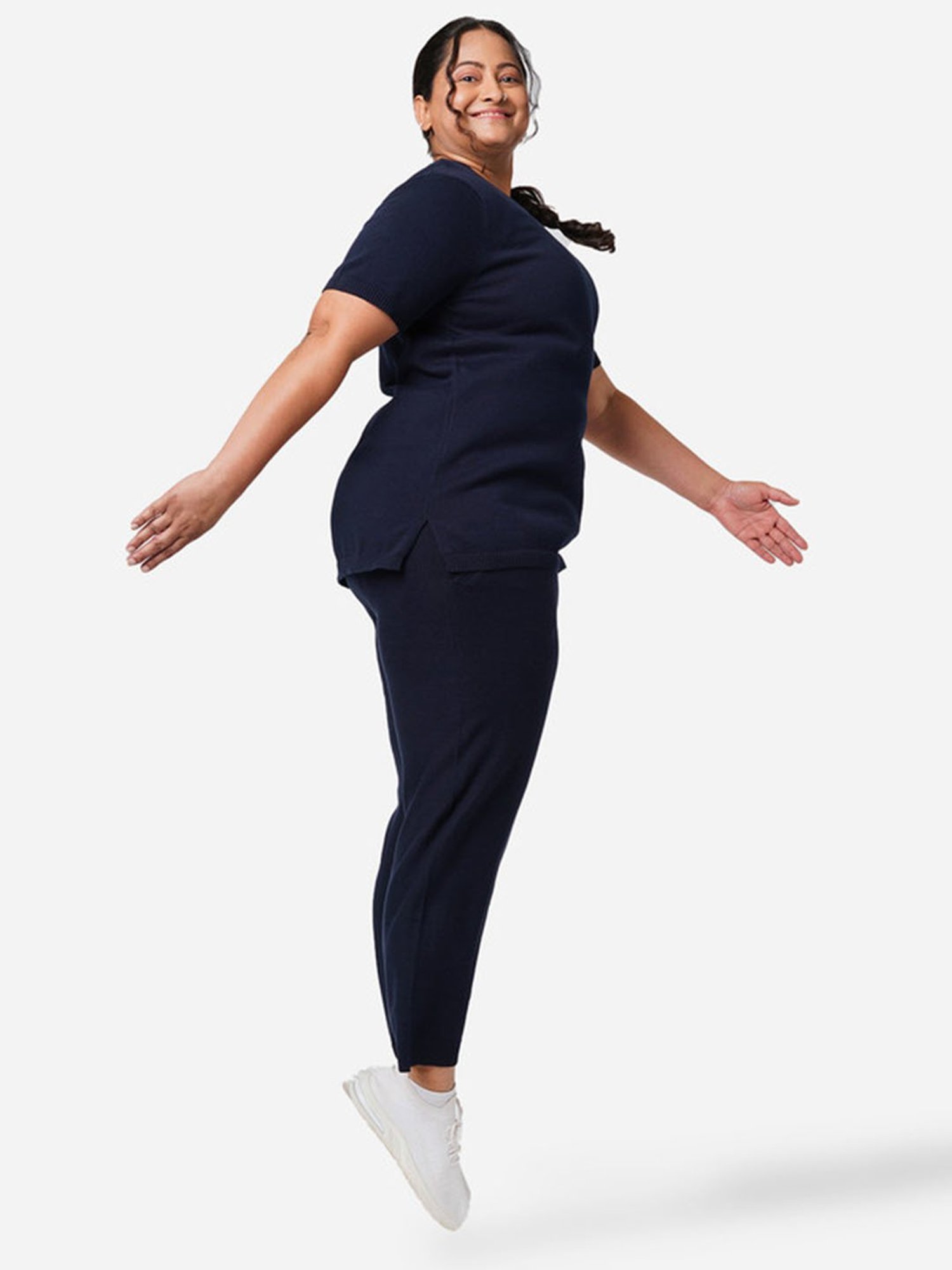 BlissClub Navy At-Ease Cotton Knit Top