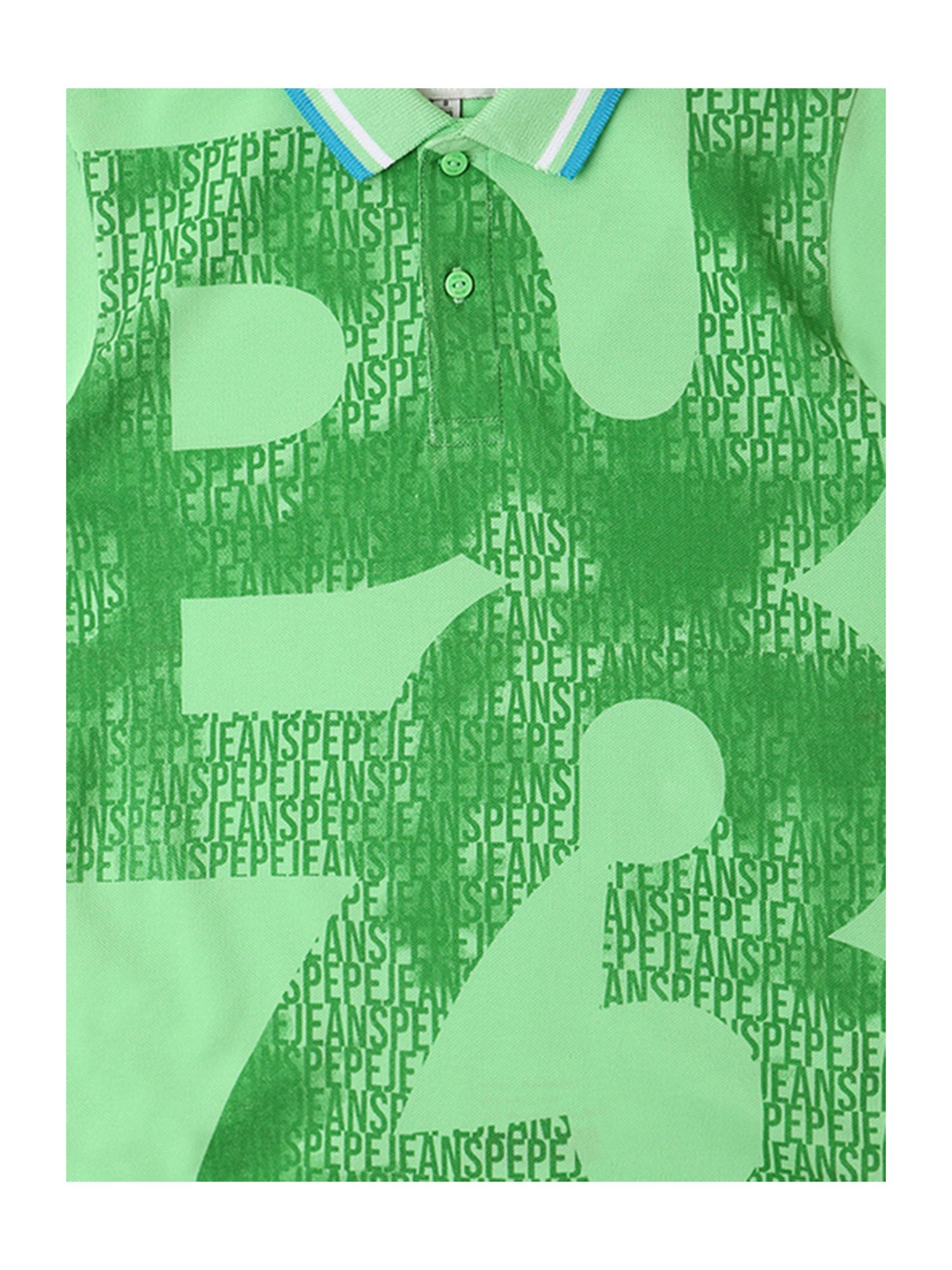 Pepe Jeans Boys Green Printed Polo T-Shirt