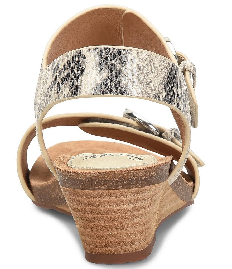 Sofft Vaden Adjustable Snake Print Leather Wedge Sandals